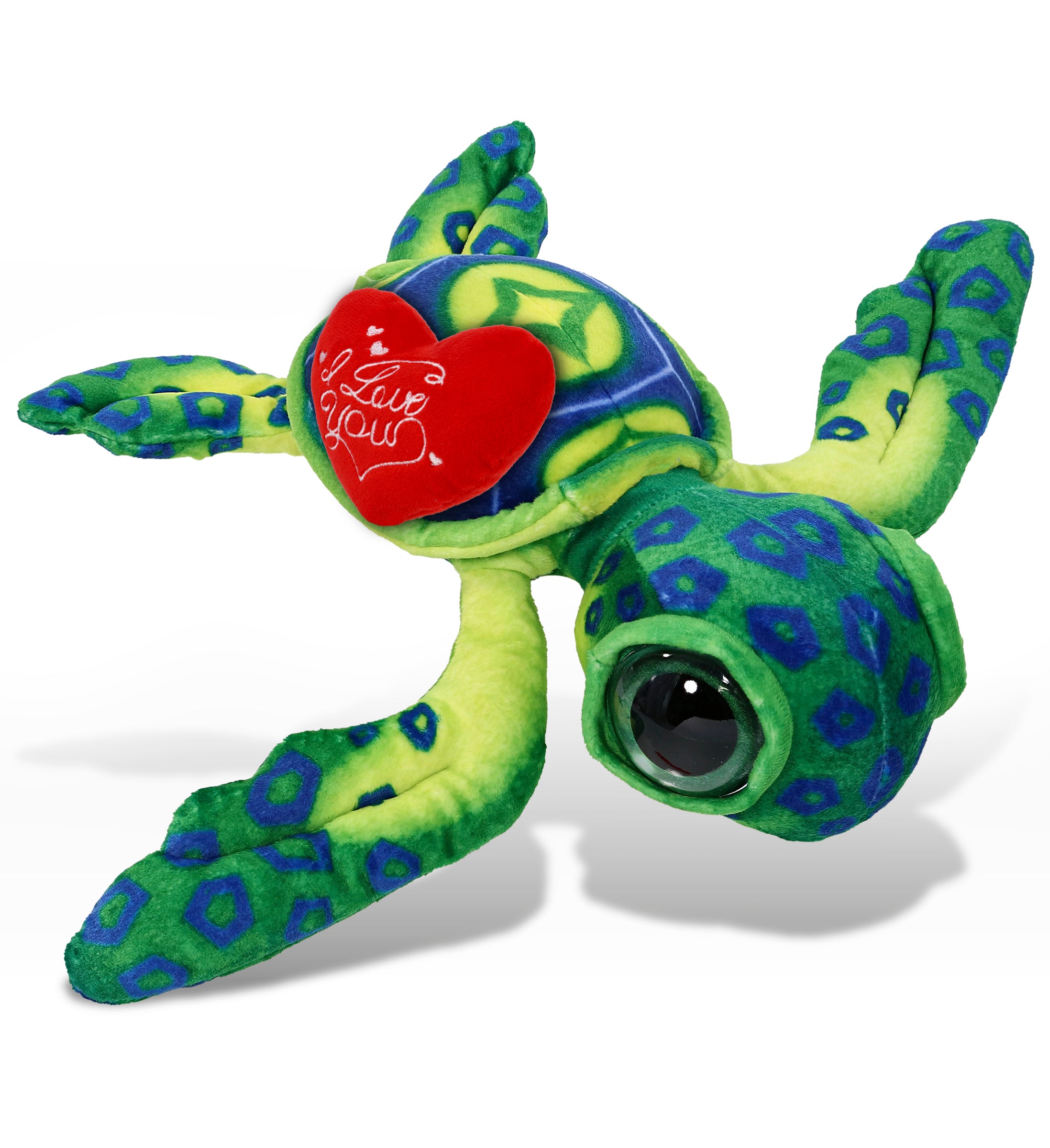 PLUSH I LOVE YOU RED HEART - WILD COLLECTION PLUSH - GREEN SEA TURTLE 10"
