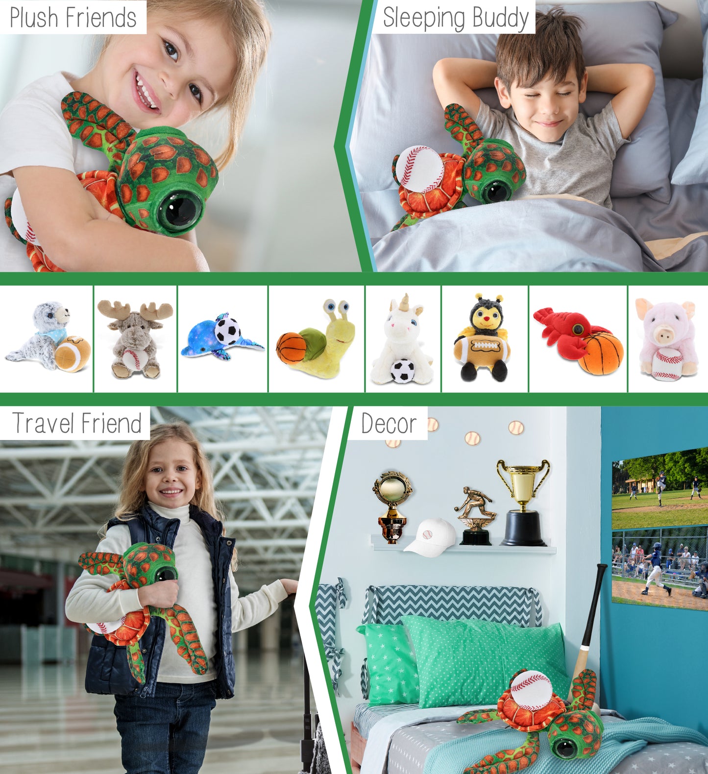 WILD COLLECTION PLUSH - ORANGE SEA TURTLE 10" WITH BASEBALL PLUSH