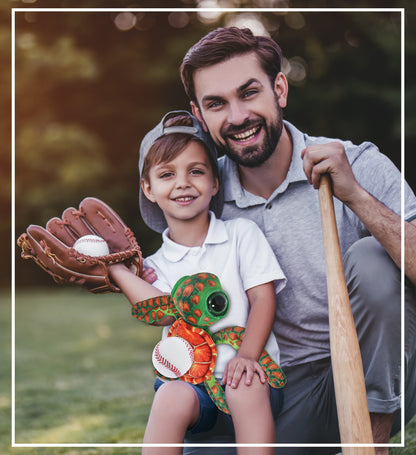 WILD COLLECTION PLUSH - ORANGE SEA TURTLE 10" WITH BASEBALL PLUSH