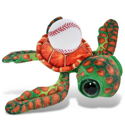 WILD COLLECTION PLUSH - ORANGE SEA TURTLE 10" WITH BASEBALL PLUSH