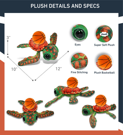WILD COLLECTION PLUSH - ORANGE SEA TURTLE 10" WITH BASKETBALL PLUSH