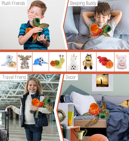 WILD COLLECTION PLUSH - ORANGE SEA TURTLE 10" WITH BASKETBALL PLUSH