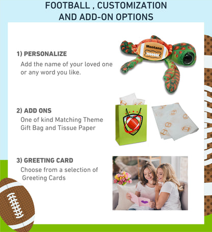 WILD COLLECTION PLUSH - ORANGE SEA TURTLE 10" WITH FOOTBALL PLUSH