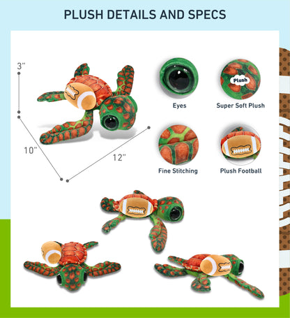 WILD COLLECTION PLUSH - ORANGE SEA TURTLE 10" WITH FOOTBALL PLUSH