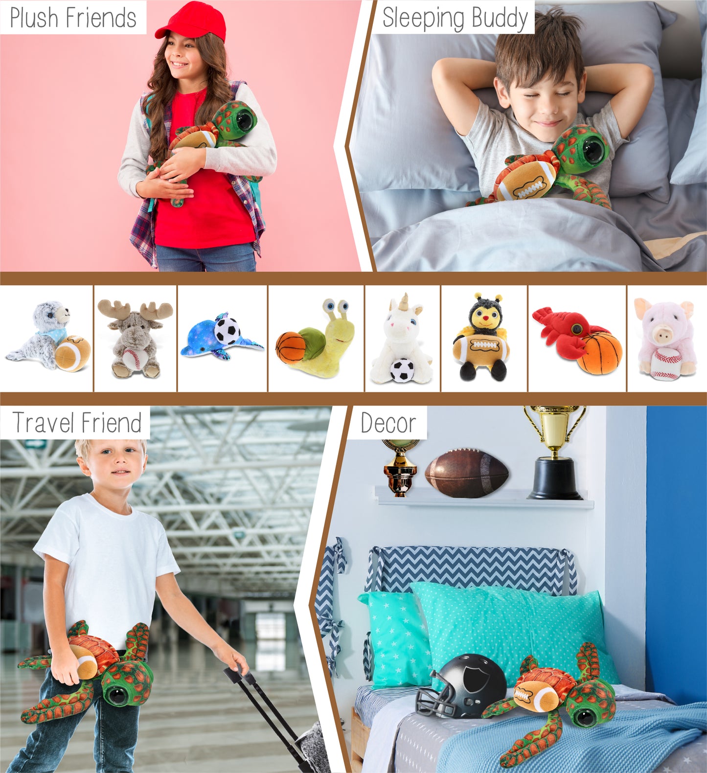 WILD COLLECTION PLUSH - ORANGE SEA TURTLE 10" WITH FOOTBALL PLUSH