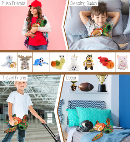 WILD COLLECTION PLUSH - ORANGE SEA TURTLE 10" WITH FOOTBALL PLUSH