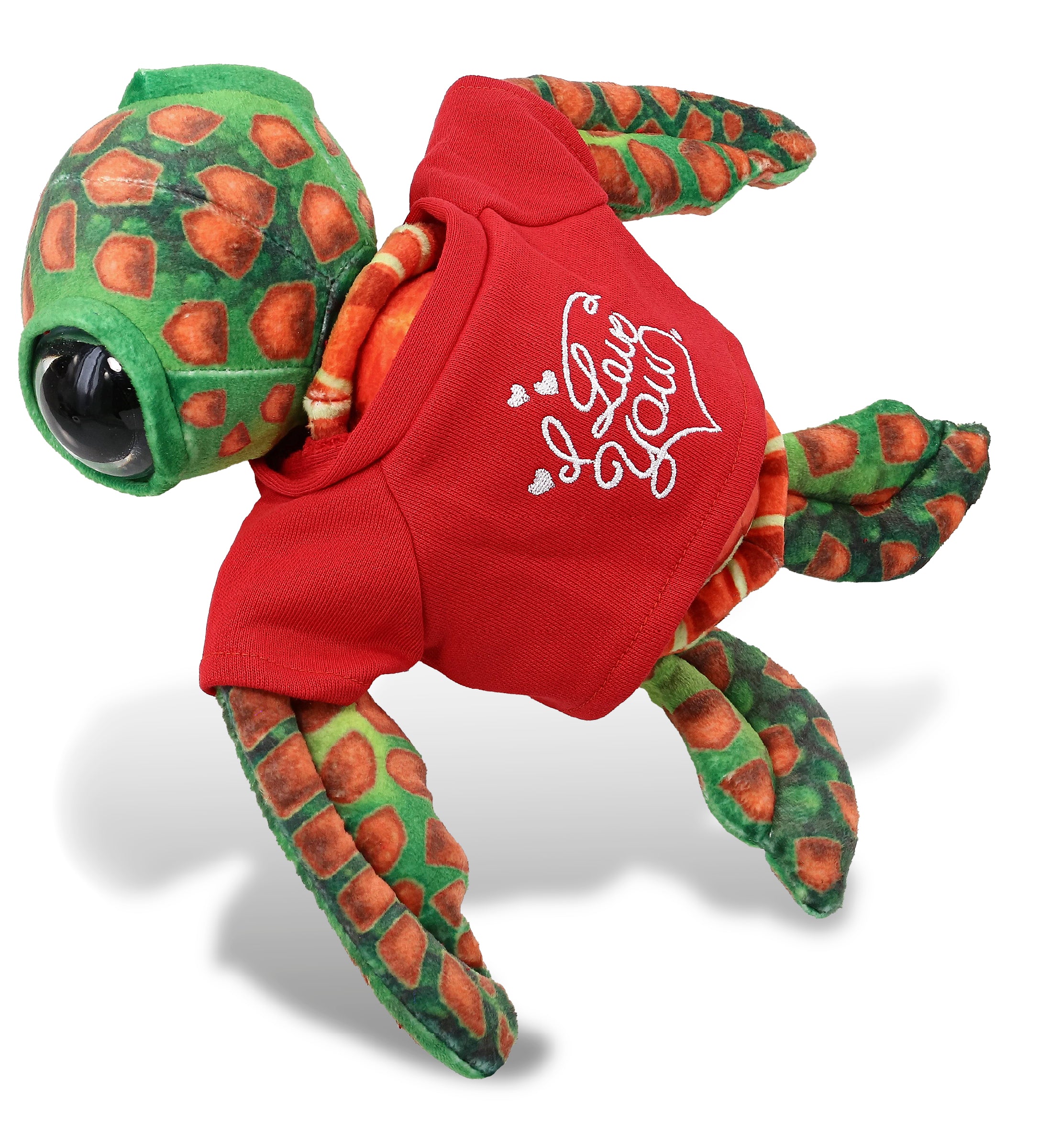 PLUSH I LOVE YOU RED SHIRT- WILD COLLECTION PLUSH - ORANGE SEA TURTLE 10"