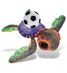 WILD COLLECTION PLUSH - COLORFUL SEA TURTLE 10" WITH SOCCER PLUSH