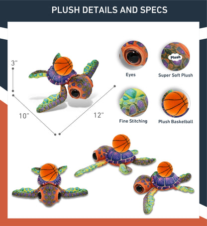 WILD COLLECTION PLUSH - COLORFUL SEA TURTLE 10" WITH BASKETBALL PLUSH