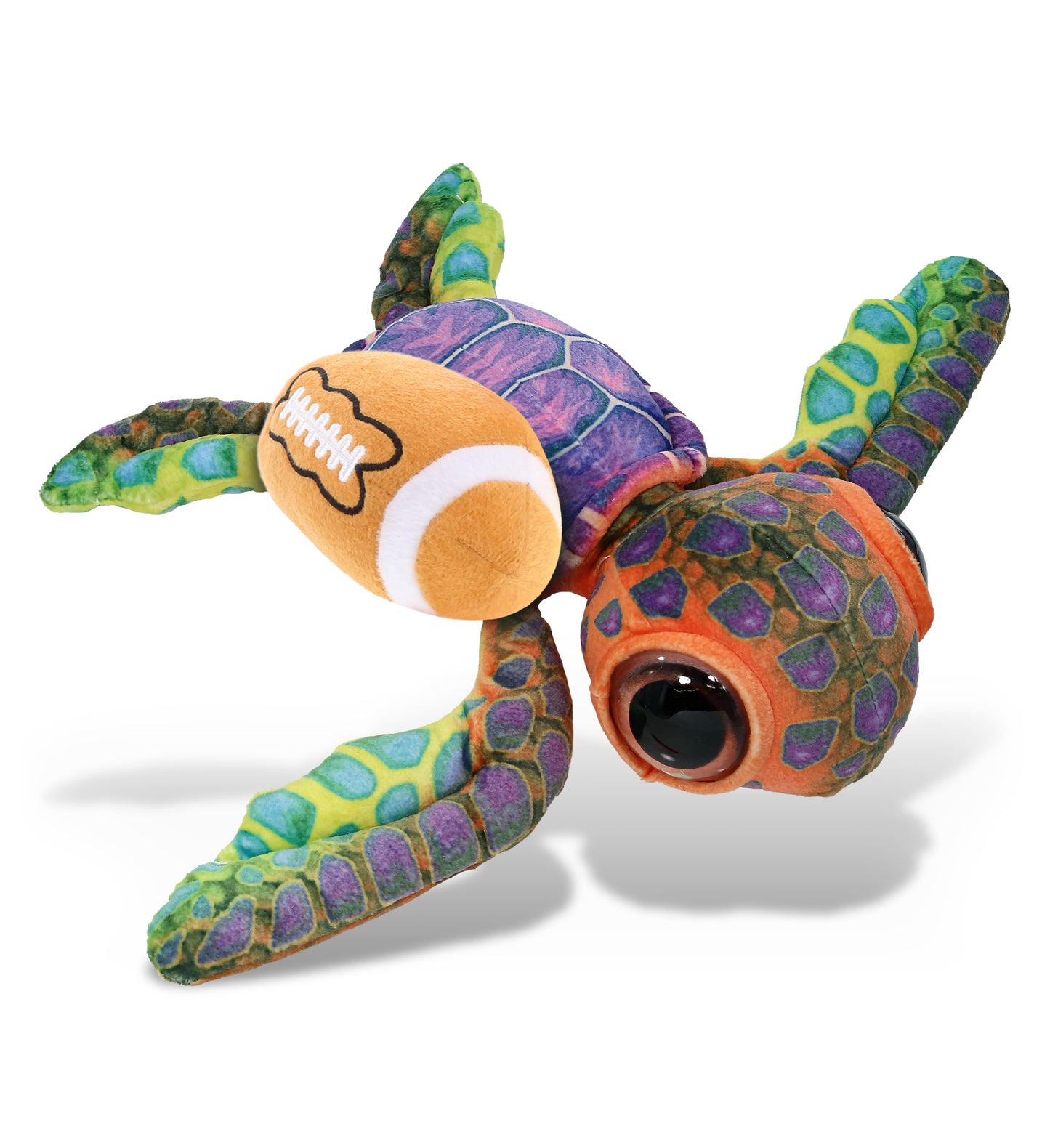 WILD COLLECTION PLUSH - COLORFUL SEA TURTLE 10" WITH FOOTBALL PLUSH