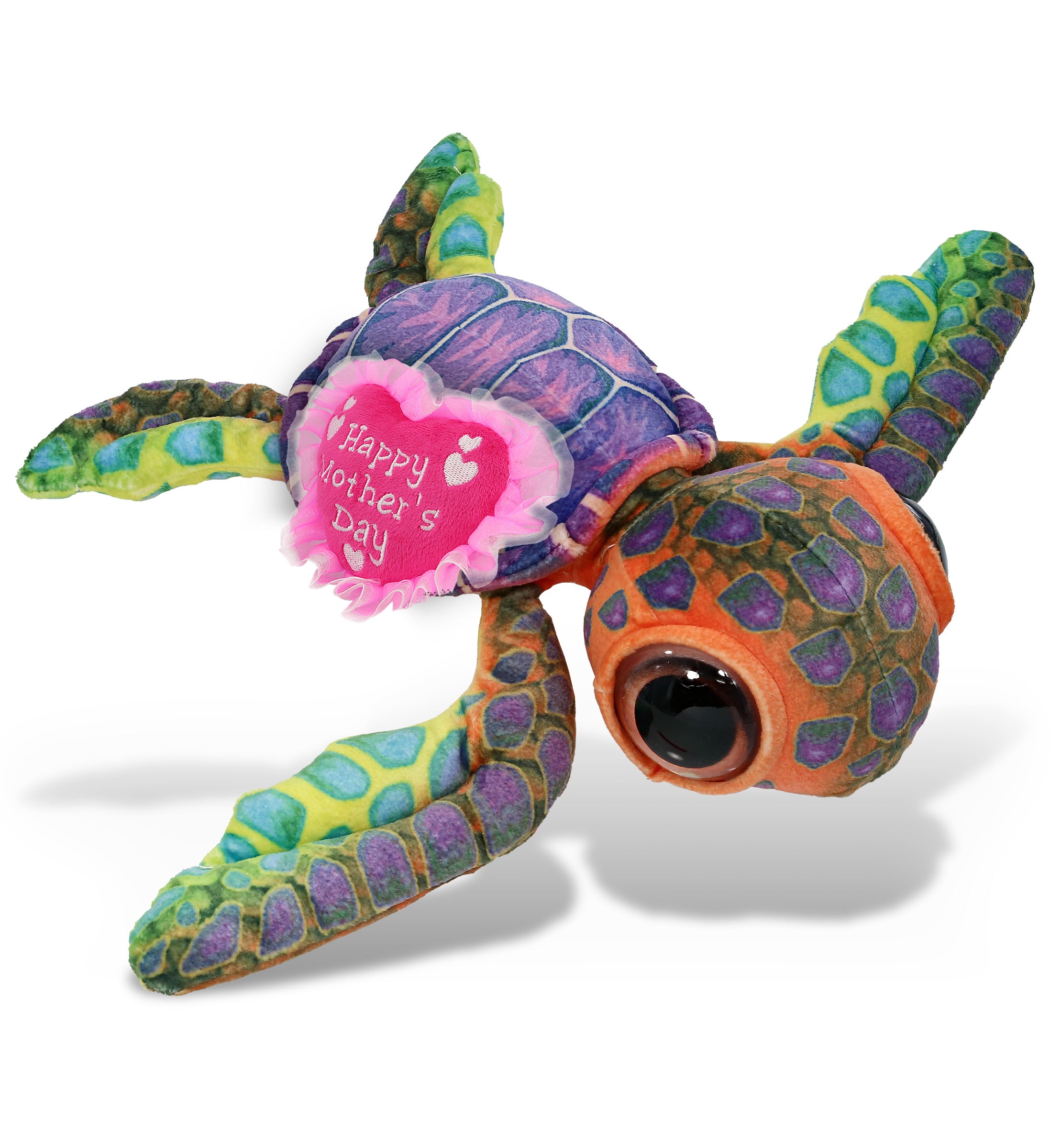 PLUSH MOTHERS DAY HEART - WILD COLLECTION PLUSH - COLORFUL SEA TURTLE 10"