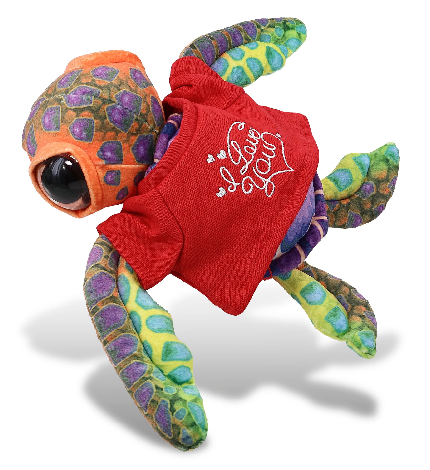 PLUSH I LOVE YOU RED SHIRT- WILD COLLECTION PLUSH - COLORFUL SEA TURTLE 10"