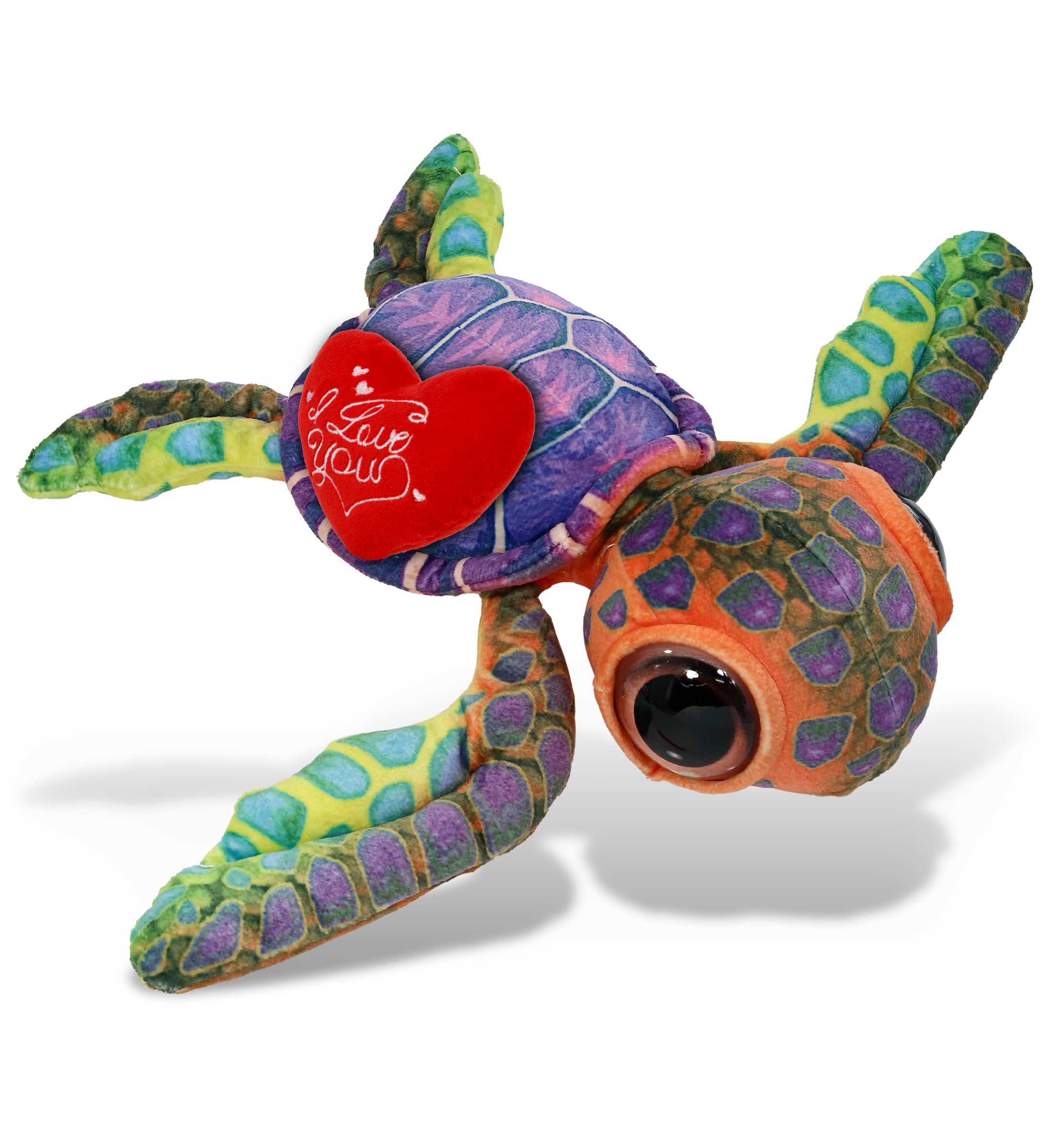 PLUSH I LOVE YOU RED HEART - WILD COLLECTION PLUSH - COLORFUL SEA TURTLE 10"