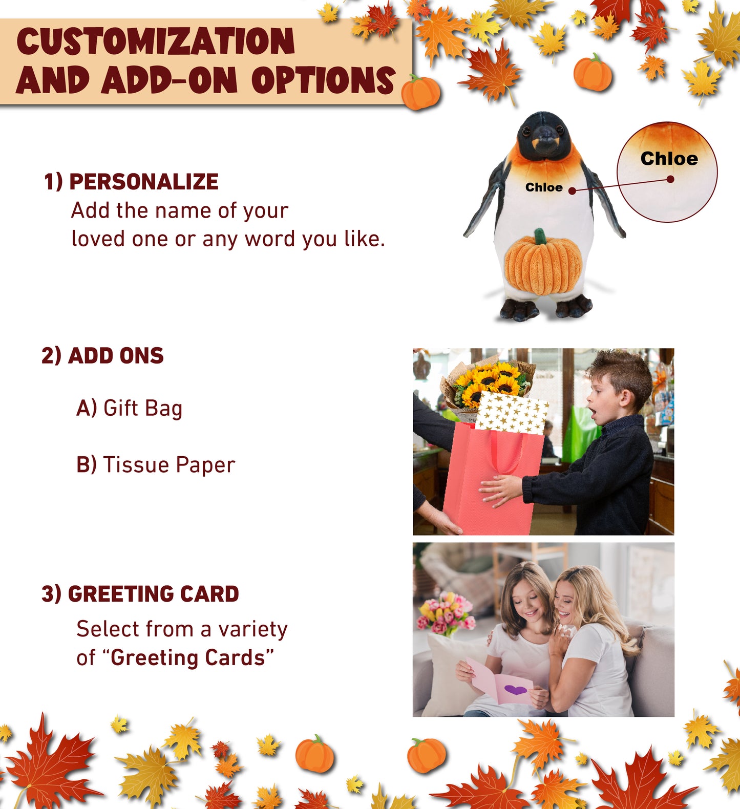 WILD COLLECTION PLUSH - PENGUIN 9" WITH PUMPKIN PLUSH