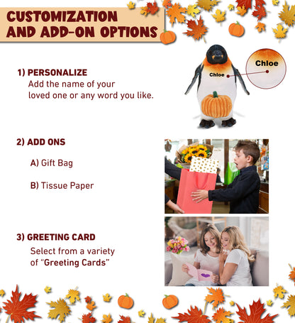 WILD COLLECTION PLUSH - PENGUIN 9" WITH PUMPKIN PLUSH