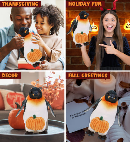 WILD COLLECTION PLUSH - PENGUIN 9" WITH PUMPKIN PLUSH