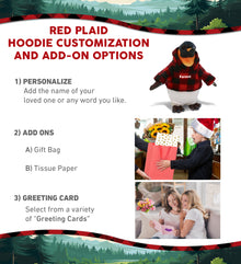 WILD COLLECTION PLUSH - PENGUIN 9" WITH RED PLAID HOODIE