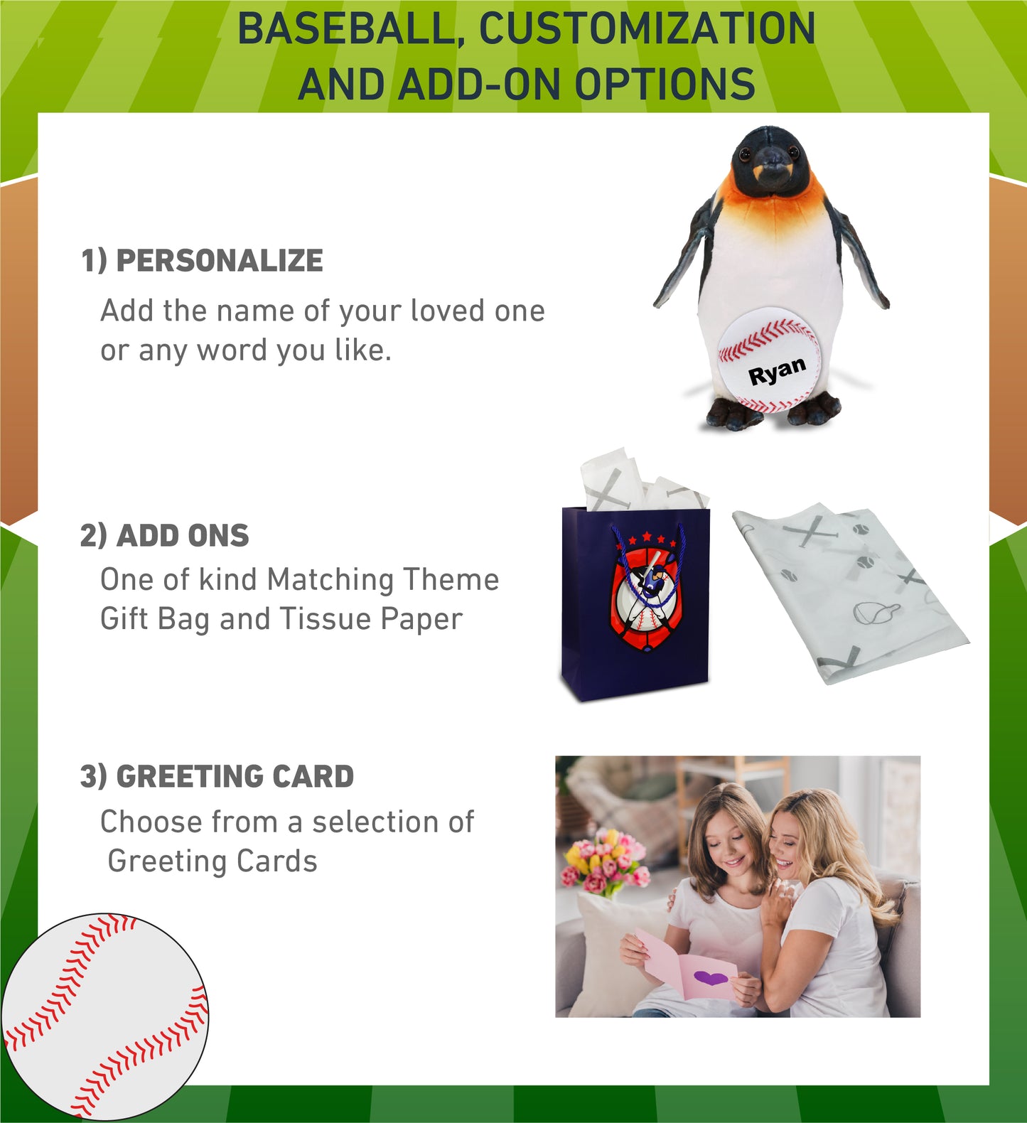 WILD COLLECTION PLUSH - PENGUIN 9" WITH BASEBALL PLUSH