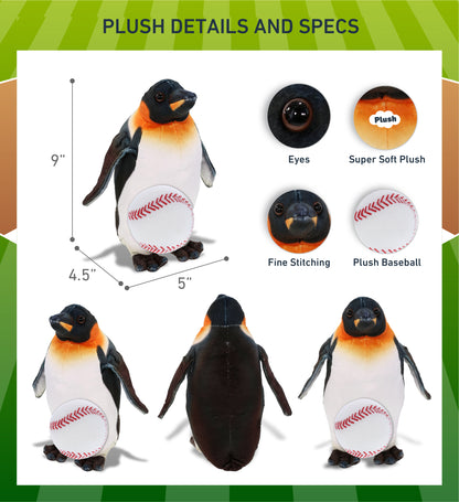 WILD COLLECTION PLUSH - PENGUIN 9" WITH BASEBALL PLUSH