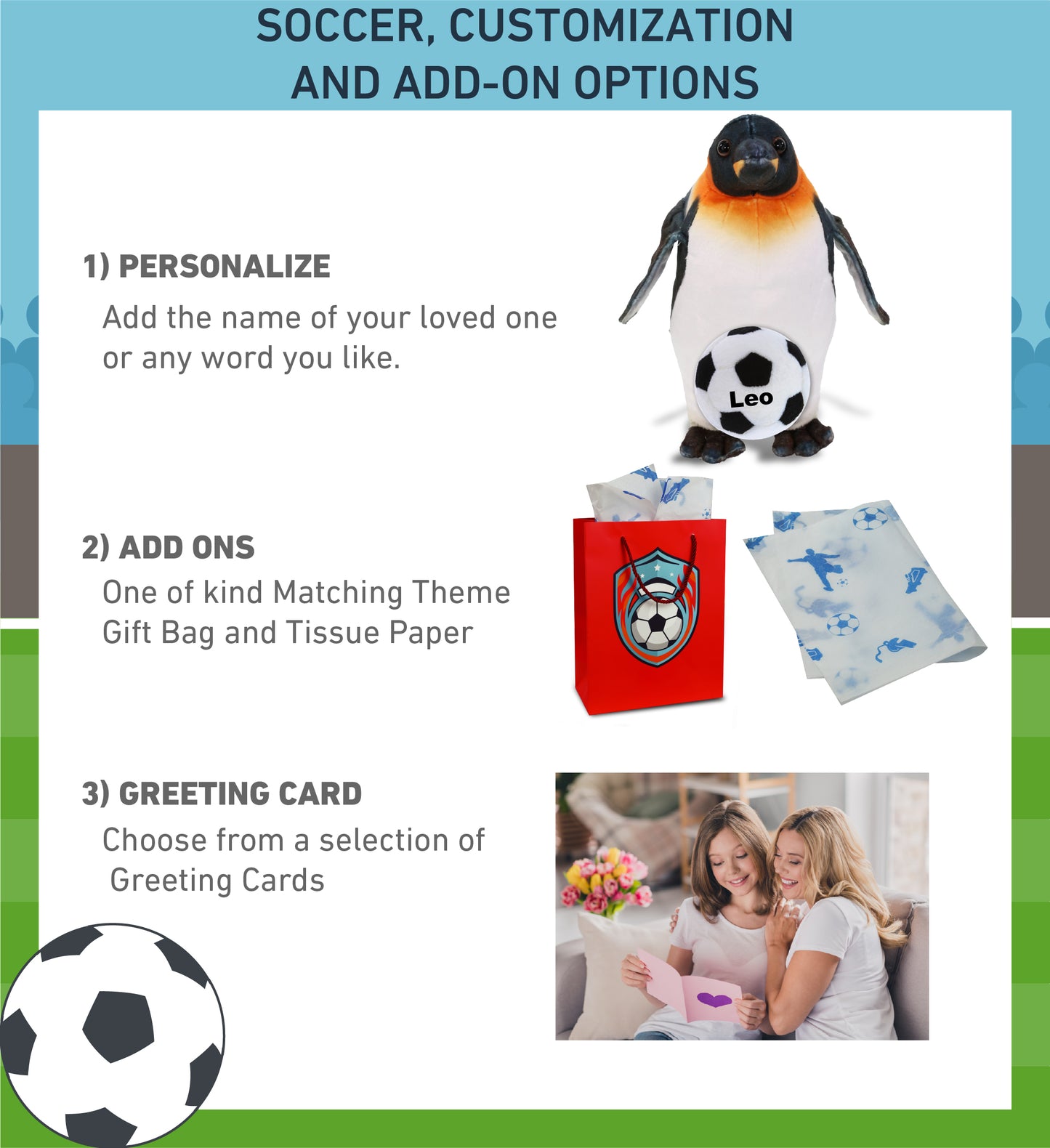 WILD COLLECTION PLUSH - PENGUIN 9" WITH SOCCER PLUSH