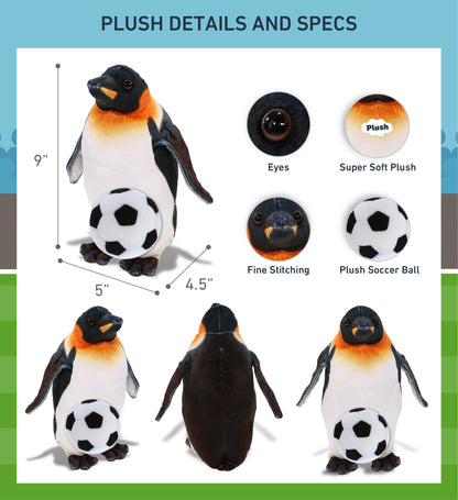 WILD COLLECTION PLUSH - PENGUIN 9" WITH SOCCER PLUSH