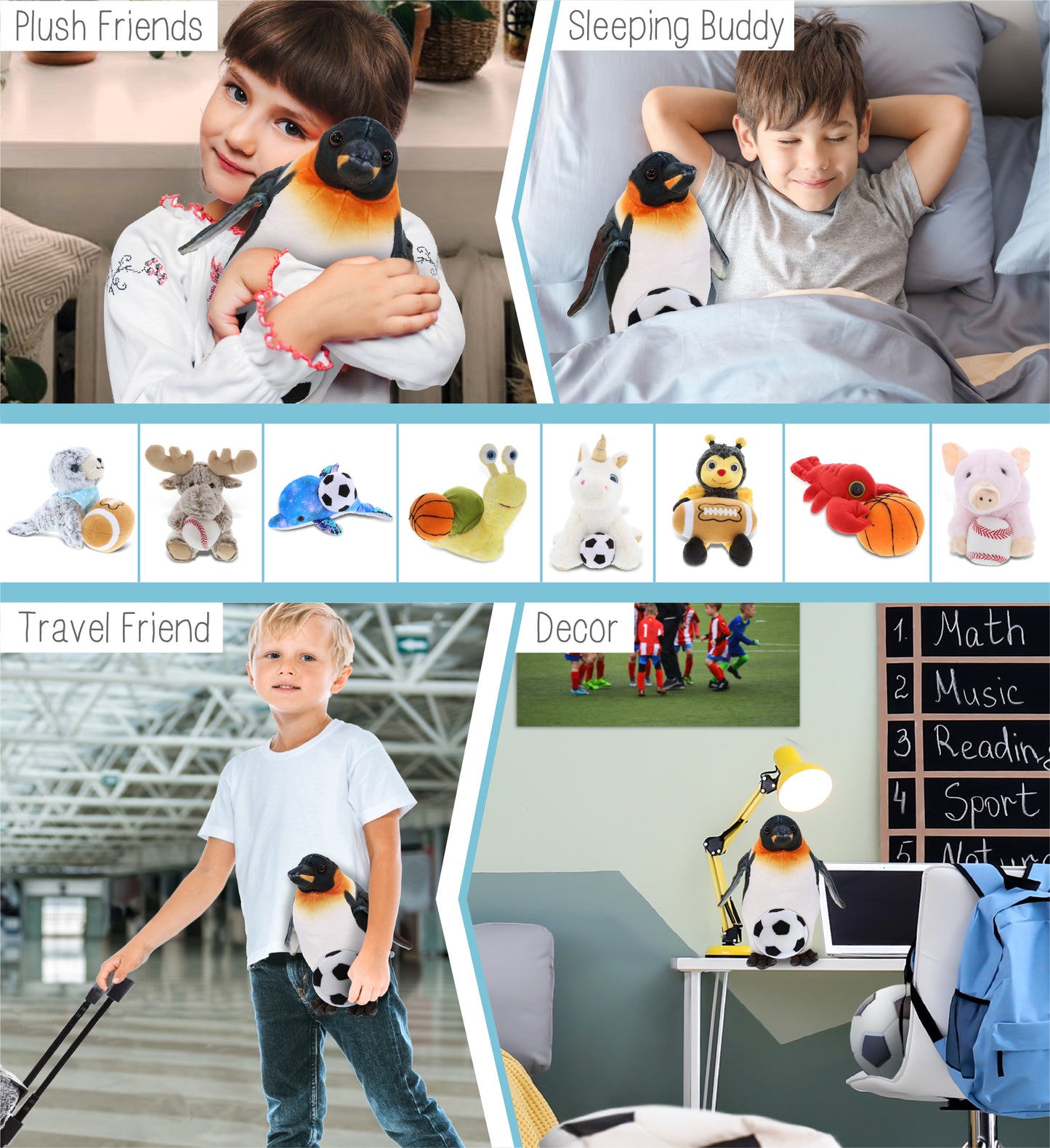 WILD COLLECTION PLUSH - PENGUIN 9" WITH SOCCER PLUSH