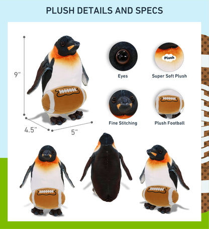 WILD COLLECTION PLUSH - PENGUIN 9" WITH FOOTBALL PLUSH
