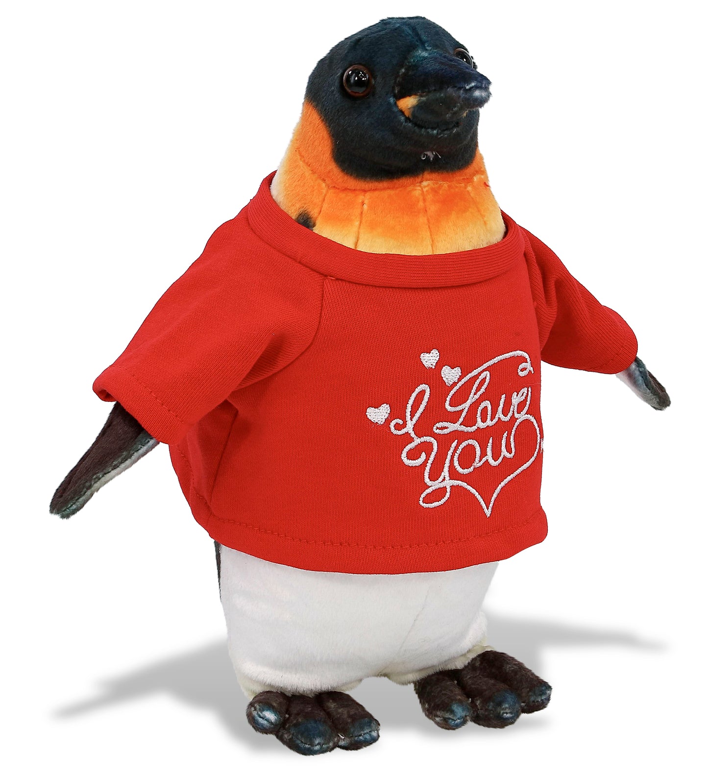 PLUSH I LOVE YOU RED SHIRT- WILD COLLECTION PLUSH - PENGUIN 9"