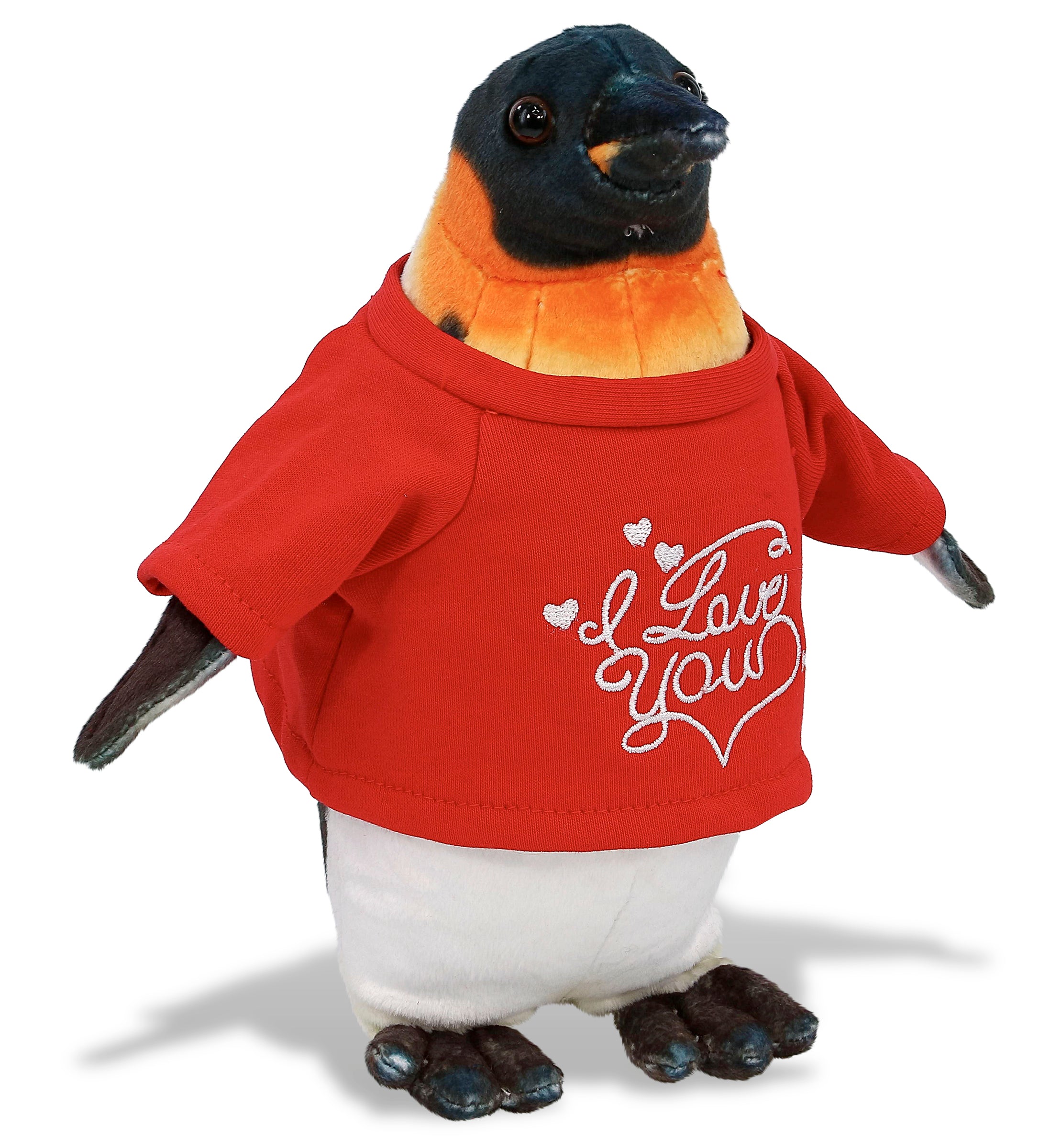 PLUSH I LOVE YOU RED SHIRT- WILD COLLECTION PLUSH - PENGUIN 9"