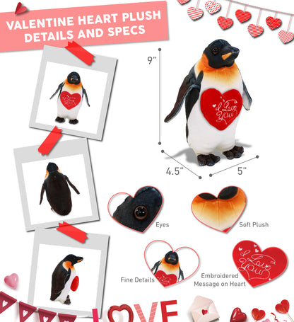 PLUSH I LOVE YOU RED HEART - WILD COLLECTION PLUSH - PENGUIN 9"