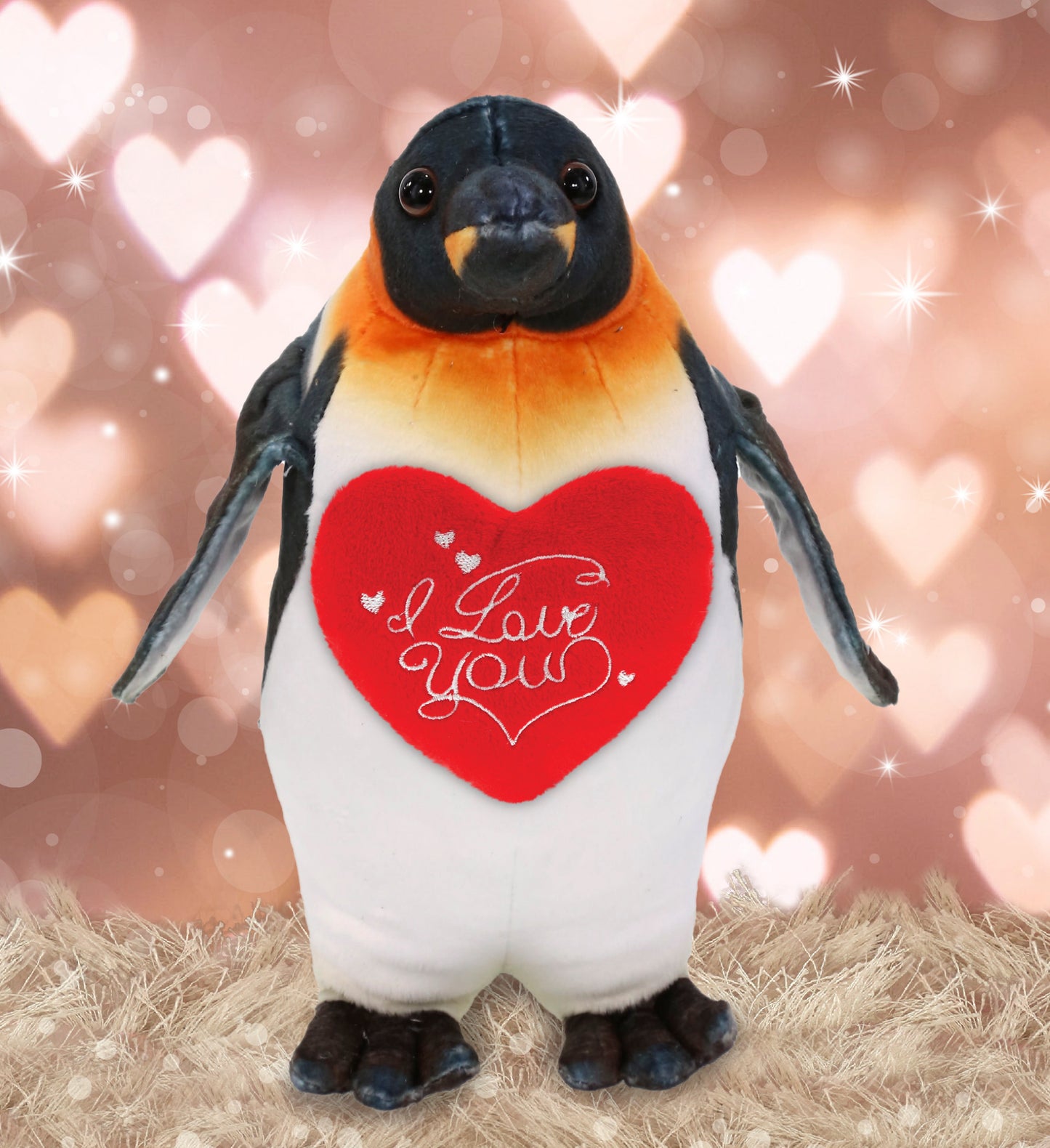 PLUSH I LOVE YOU RED HEART - WILD COLLECTION PLUSH - PENGUIN 9"