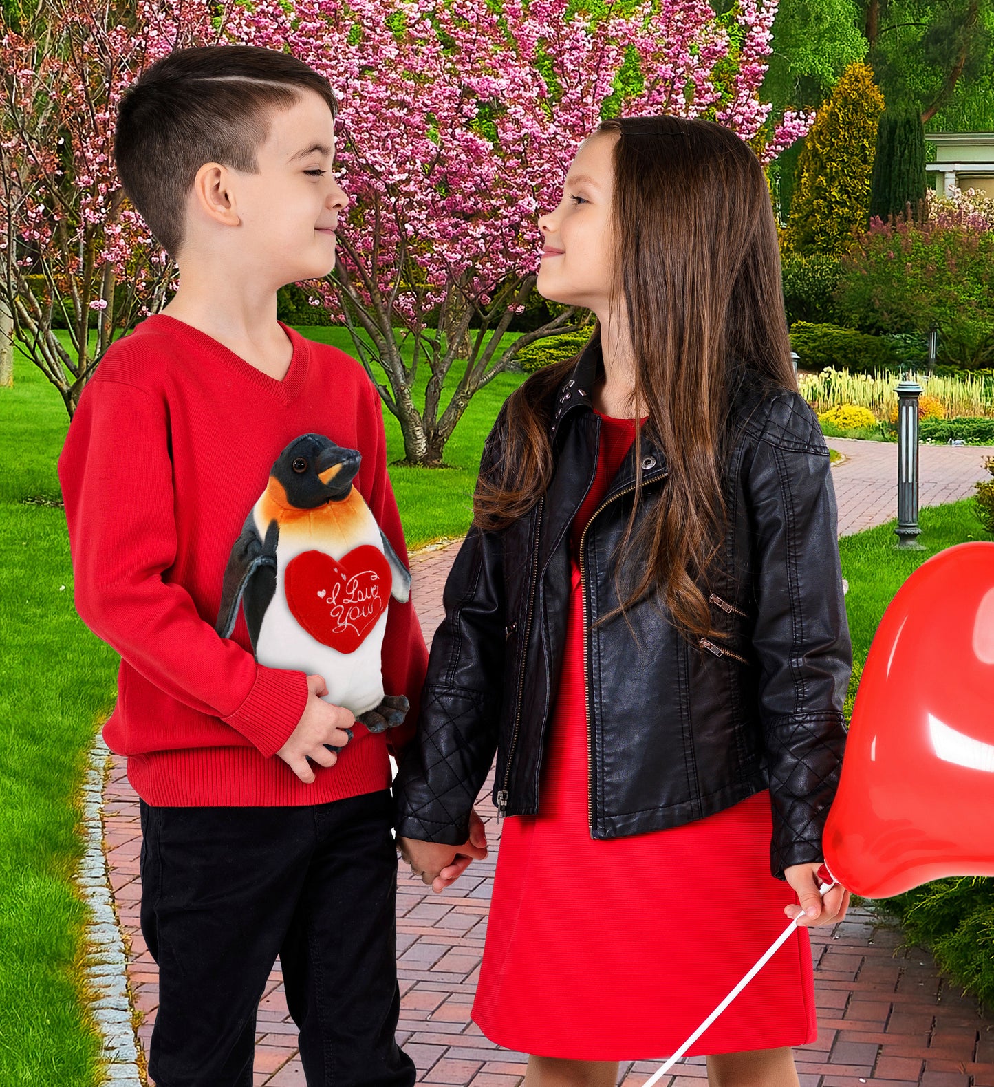 PLUSH I LOVE YOU RED HEART - WILD COLLECTION PLUSH - PENGUIN 9"