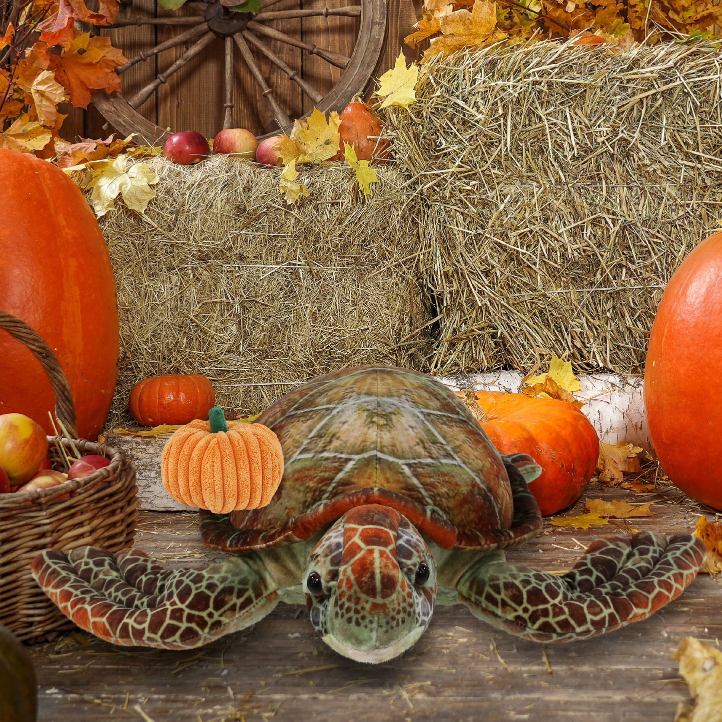 WILD COLLECTION PLUSH - SEA TURTLE 14" WITH PUMPKIN PLUSH