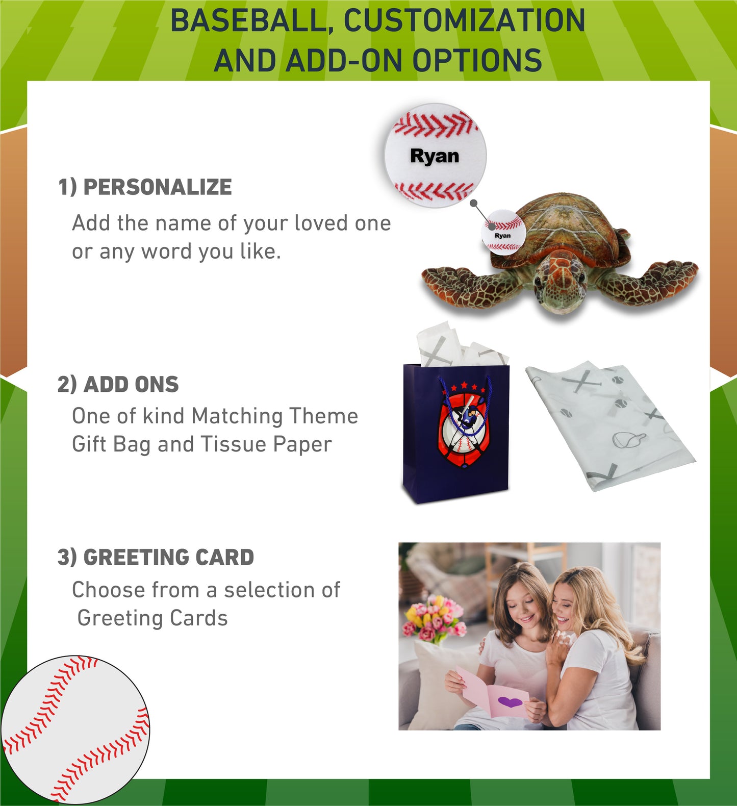 WILD COLLECTION PLUSH - SEA TURTLE 14" WITH BASEBALL PLUSH