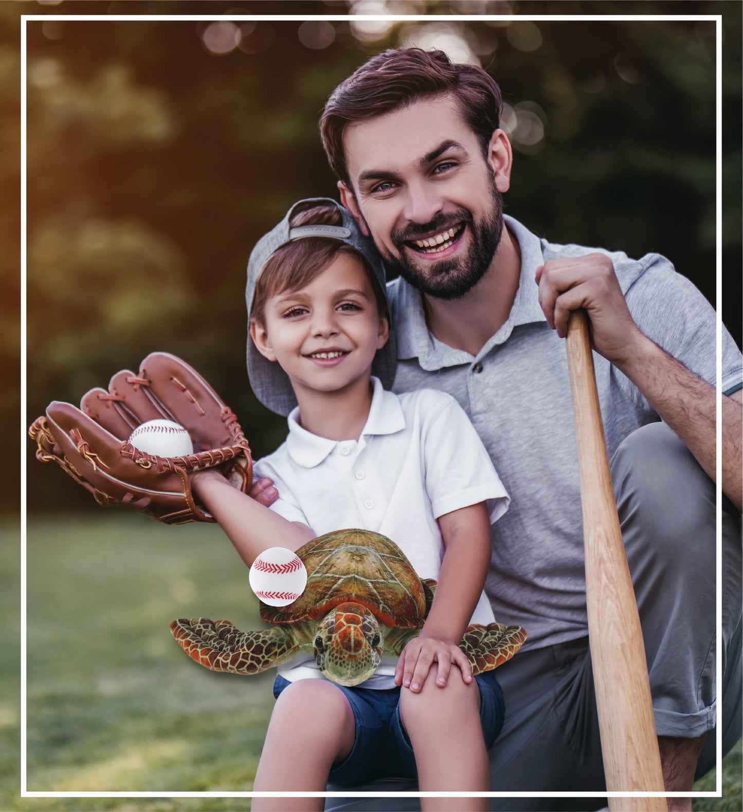 WILD COLLECTION PLUSH - SEA TURTLE 14" WITH BASEBALL PLUSH