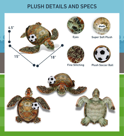 WILD COLLECTION PLUSH - SEA TURTLE 14" WITH SOCCER PLUSH