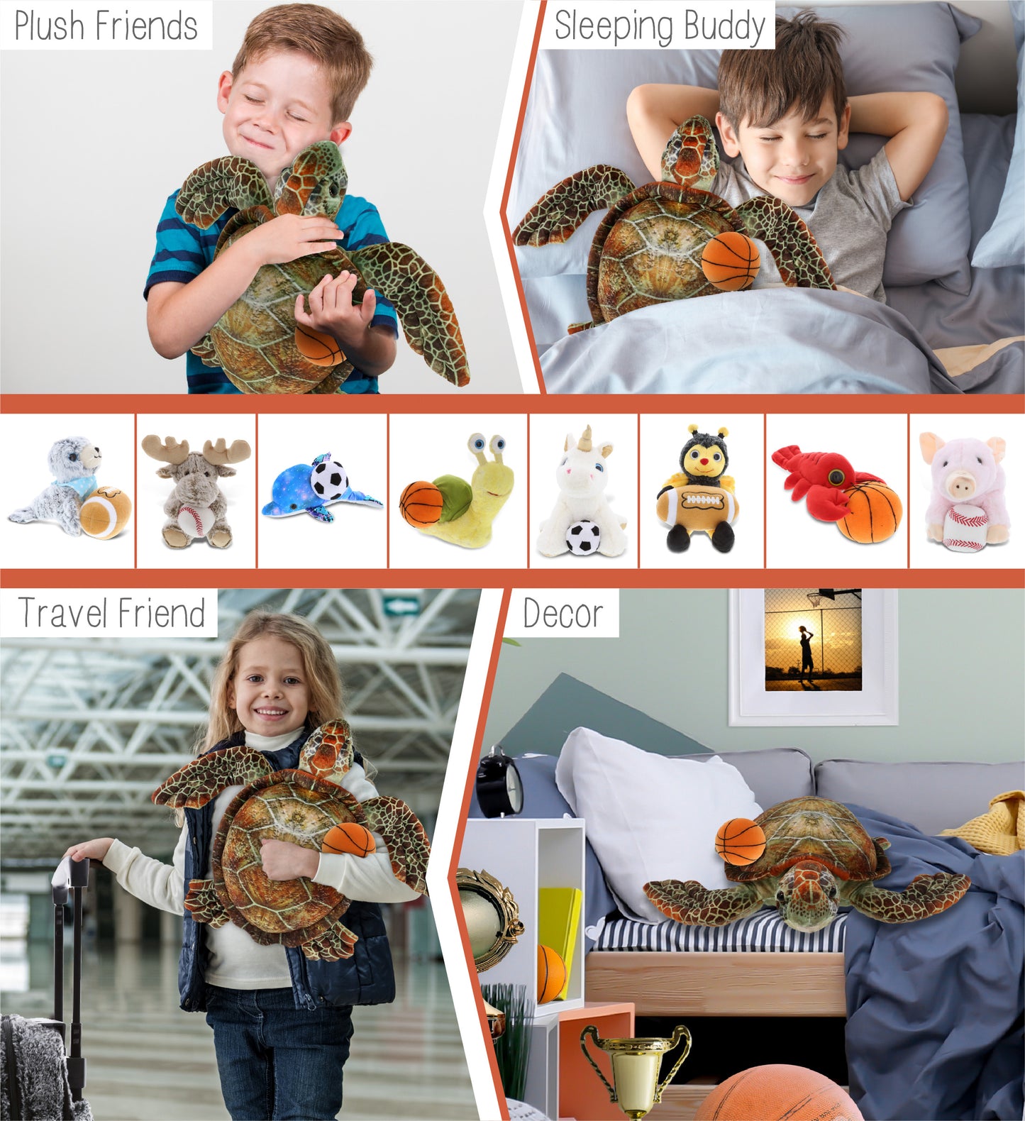 WILD COLLECTION PLUSH - SEA TURTLE 14" WITH BASKETBALL PLUSH