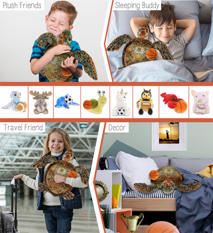 WILD COLLECTION PLUSH - SEA TURTLE 14" WITH BASKETBALL PLUSH