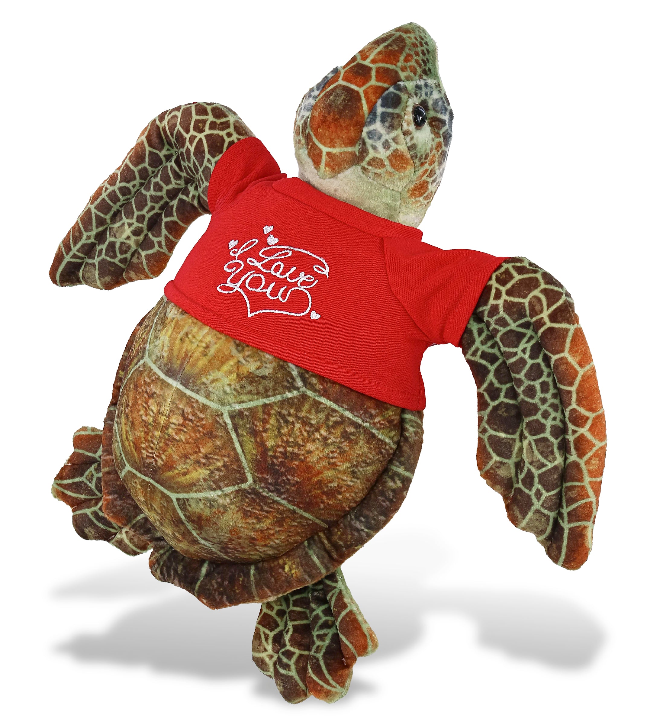 PLUSH I LOVE YOU RED SHIRT- WILD COLLECTION PLUSH - SEA TURTLE 14"