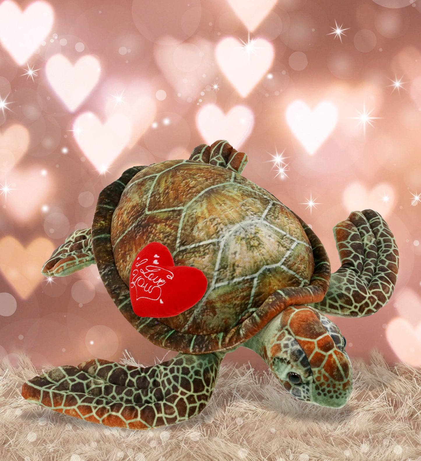 PLUSH I LOVE YOU RED HEART - WILD COLLECTION PLUSH - SEA TURTLE 14"