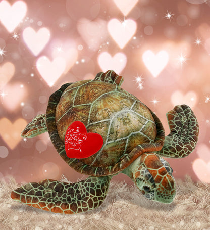 PLUSH I LOVE YOU RED HEART - WILD COLLECTION PLUSH - SEA TURTLE 14"