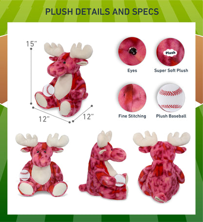 SUPER-SOFT PLUSH - PINK TIE-DYE MOOSE XL 17" with Baseball Plush
