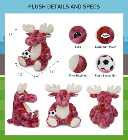 SUPER-SOFT PLUSH - PINK TIE-DYE MOOSE XL 17" with Soccer Plush