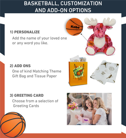 SUPER-SOFT PLUSH - PINK TIE-DYE MOOSE XL 17" with Basketball Plush
