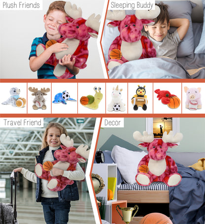 SUPER-SOFT PLUSH - PINK TIE-DYE MOOSE XL 17" with Basketball Plush