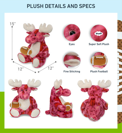 SUPER-SOFT PLUSH - PINK TIE-DYE MOOSE XL 17" with Football Plush