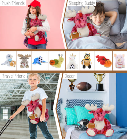 SUPER-SOFT PLUSH - PINK TIE-DYE MOOSE XL 17" with Football Plush