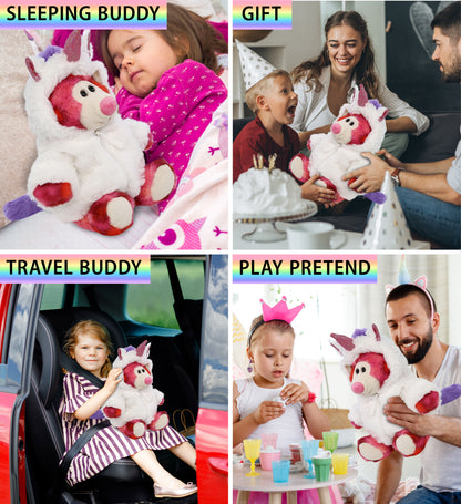 SUPER-SOFT PLUSH - PINK TIE-DYE BEAR 9" WITH UNICORN DRESS UP