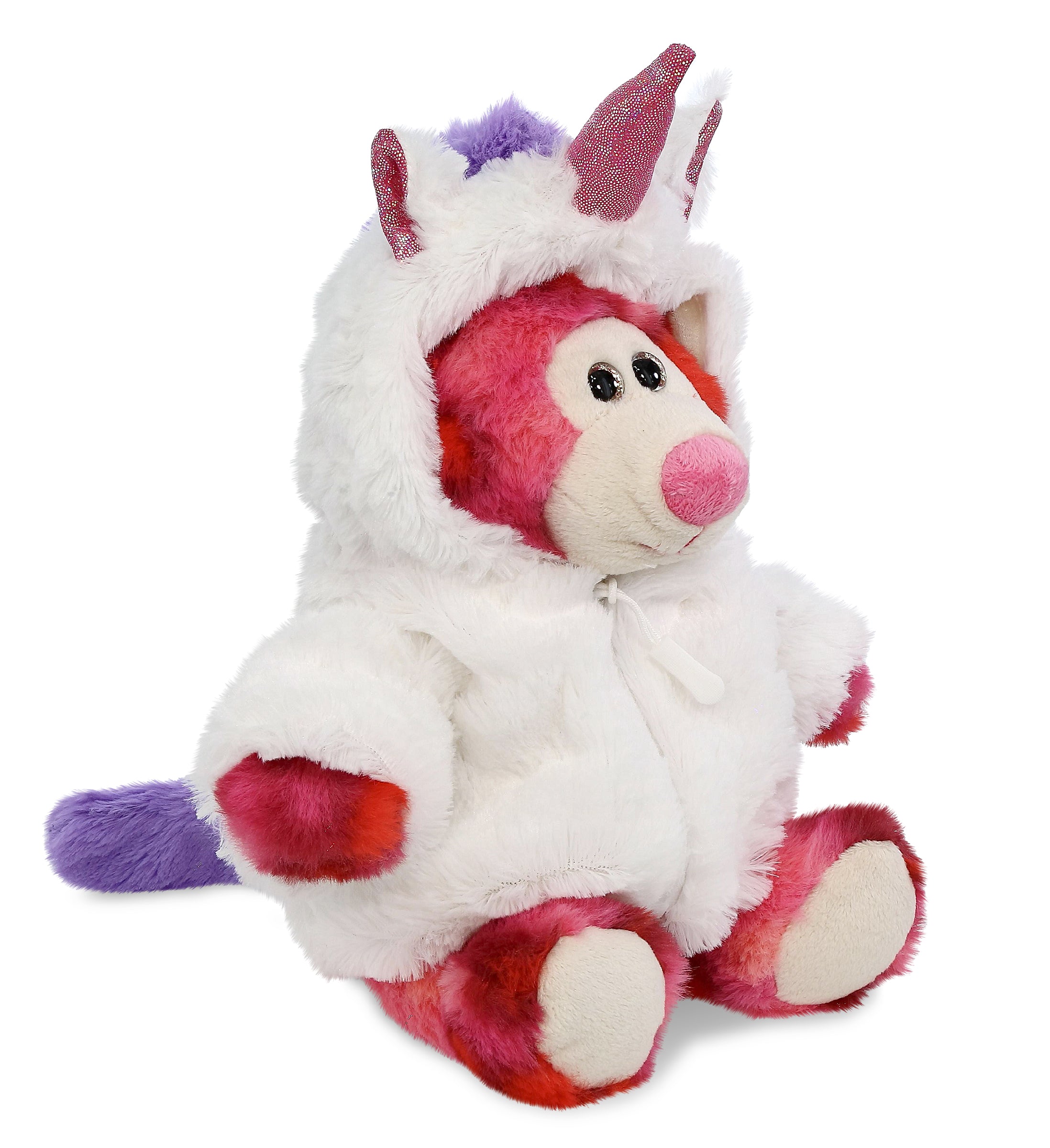 SUPER-SOFT PLUSH - PINK TIE-DYE BEAR 9" WITH UNICORN DRESS UP