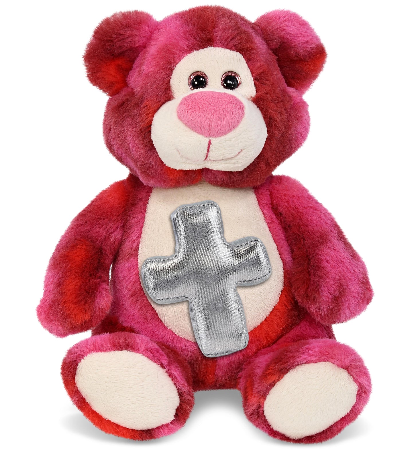 PLUSH CROSS - SUPER-SOFT PLUSH - PINK TIE-DYE BEAR 9"